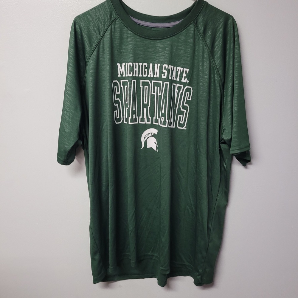 Michigan State Spartans Mens 2XL Green Athletic‎ T-Shirt College Fan Gear